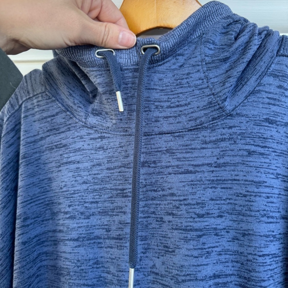 Athleta Blissful Blue Pullover Hoodie Poncho Oversized Sweatshirt Small - Picture 2 of 6